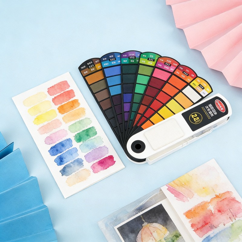 Watercolor Paint Set Solid Pigment - 18 色の固形水彩絵の具セットプロフェッショナル折りたたみ水彩顔料ブラシペン学校画材用