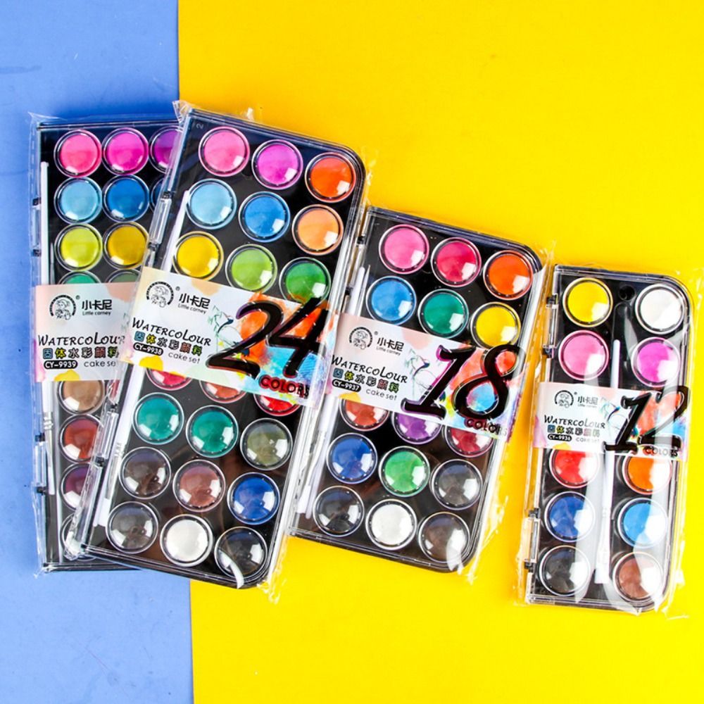 単色水彩絵の具セット,学生用,メタリックグリッター,プラスチ - Watercolor Paint Set Solid Pigment のレビューと価格