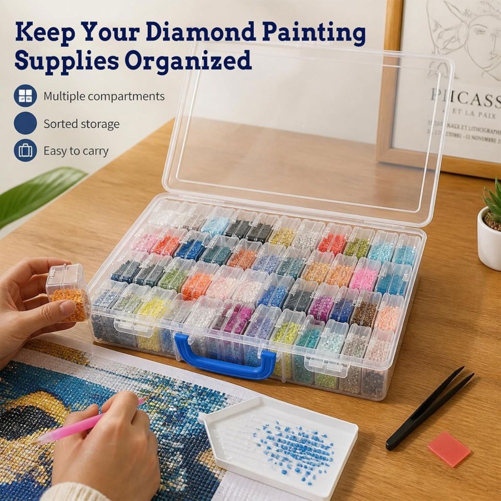 DTA4 ダイヤモンドペイント用収納ボックス、60個の仕切り - Painting Supplies のレビューと価格