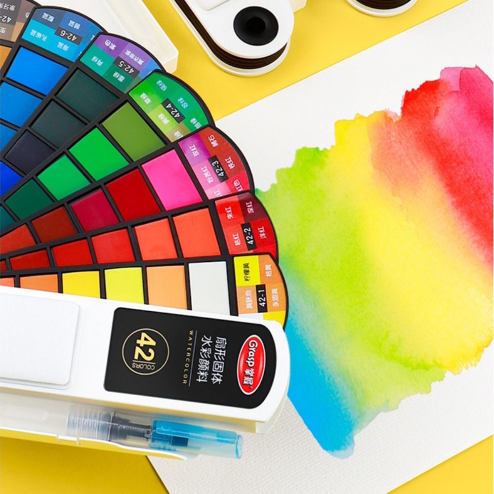 折りたたみ式水彩絵の具セット。18色/24色/36色/42色 - Watercolor Paint Set Solid Pigment のレビューと価格