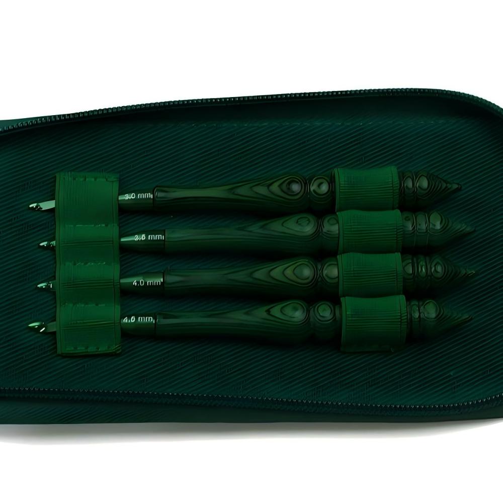 クロシェ編み針セット、緑色の合成樹脂製ハンドル、8本セット、 - Wooden Crochet Hooks Ergonomic Handle のレビューと価格