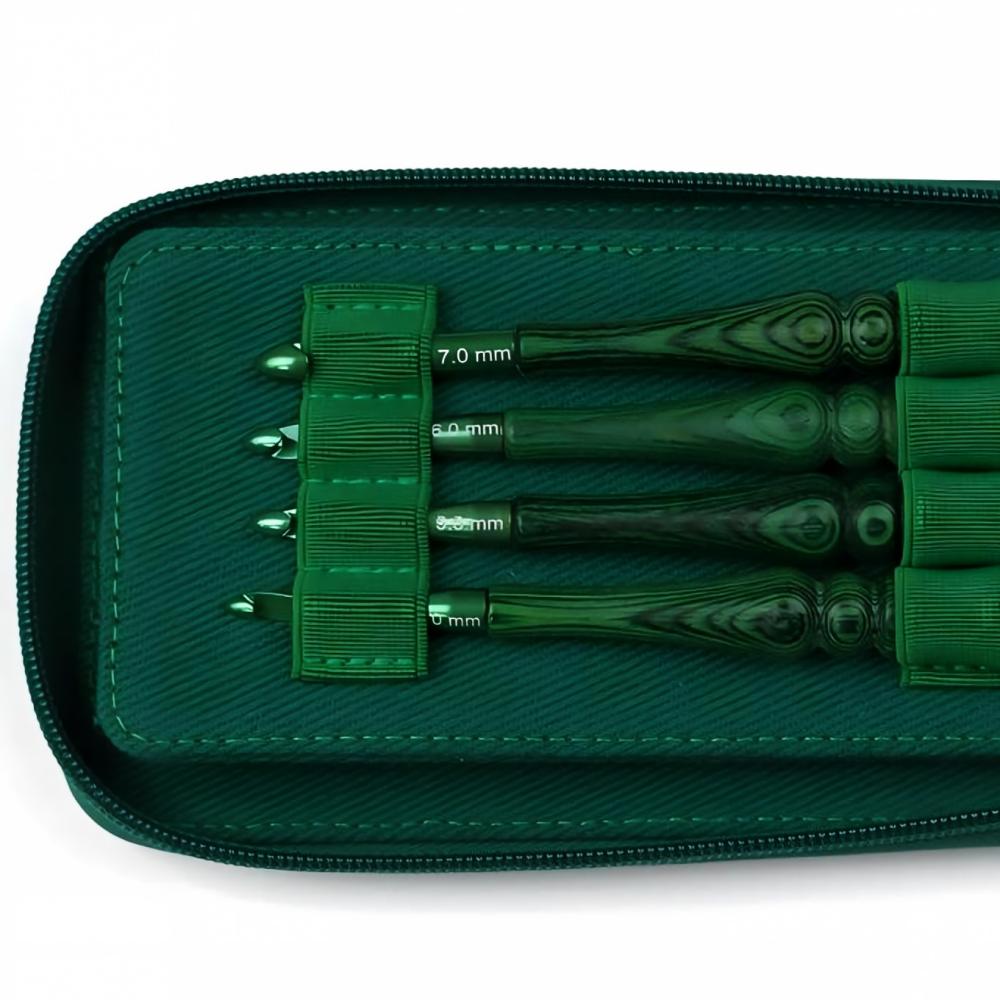 クロシェ編み針セット、緑色の合成樹脂製ハンドル、8本セット、 - Wooden Crochet Hooks Ergonomic Handle のレビューと価格