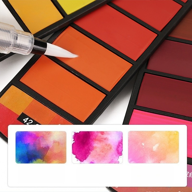 18 色の固形水彩絵の具セットプロフェッショナル折りたたみ水 - Watercolor Paint Set Solid Pigment のレビューと価格