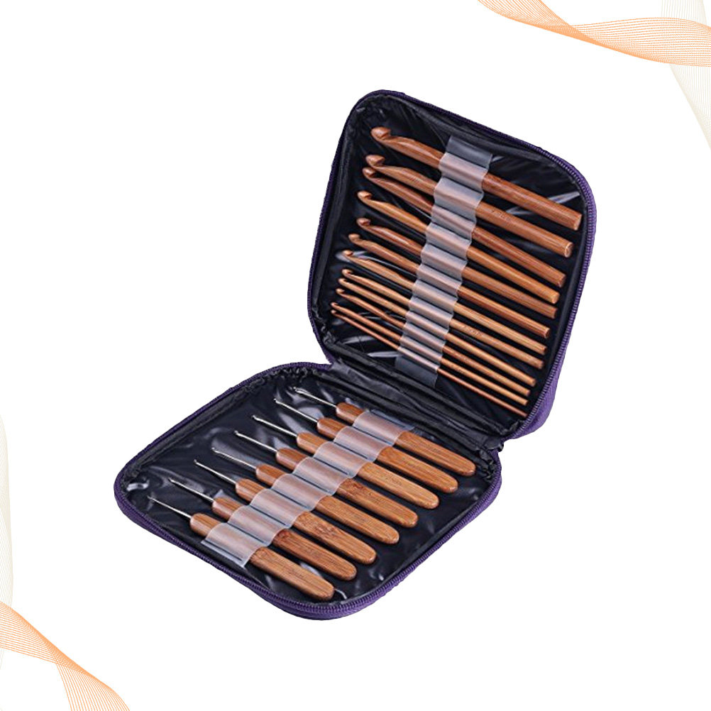 1セットの竹製かぎ針セット。滑り止め加工を施した人間工学に基 - Wooden Crochet Hooks Ergonomic Handle のレビューと価格