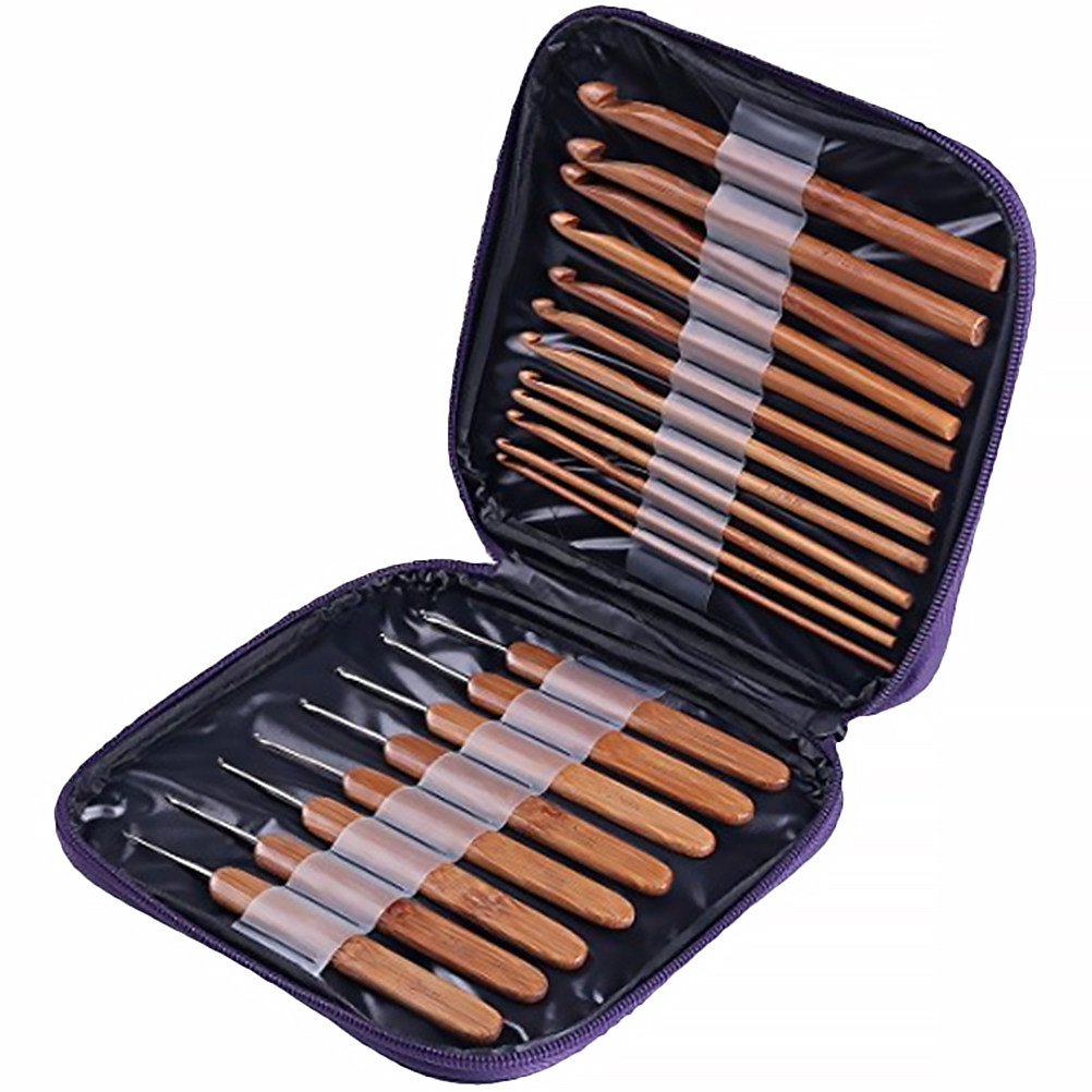 1セットの竹製かぎ針セット。滑り止め加工を施した人間工学に基 - Wooden Crochet Hooks Ergonomic Handle のレビューと価格