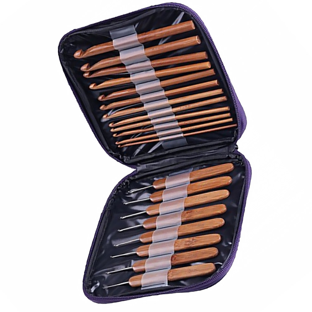 1セットの竹製かぎ針セット。滑り止め加工を施した人間工学に基 - Wooden Crochet Hooks Ergonomic Handle のレビューと価格