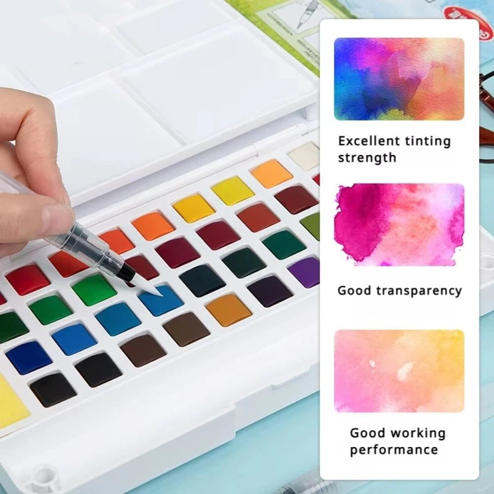 12色/18色/24色/36色の固形水彩絵の具セット。持ち運 - Watercolor Paint Set Solid Pigment のレビューと価格