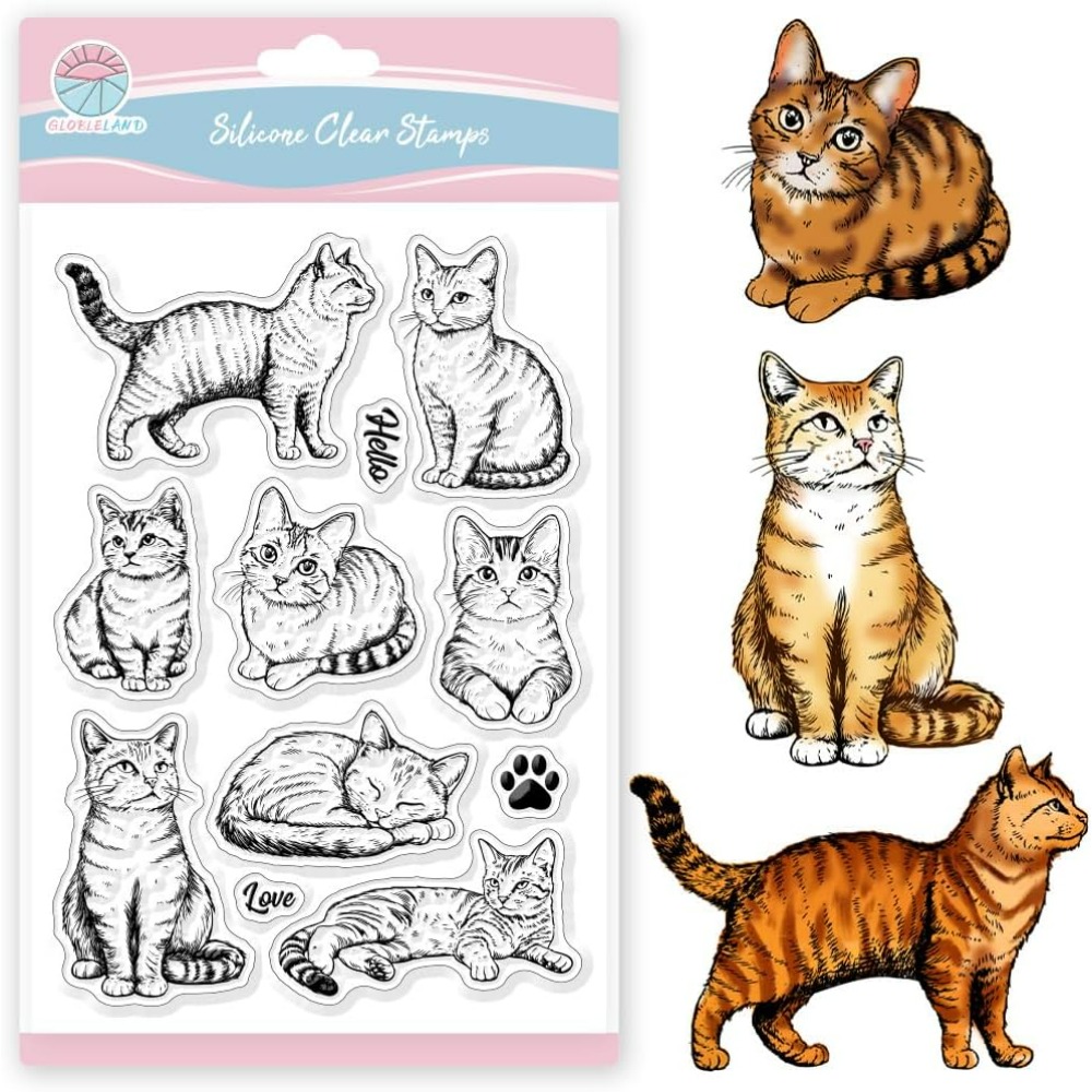 猫クリアスタンプ現実的な猫シリコーンクリアスタンプシール動物 - Clear Silicone Stamps For Card Making のレビューと価格