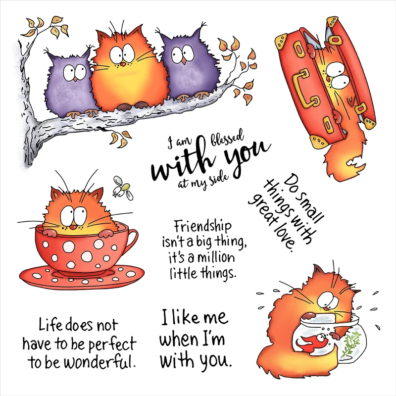 かわいい脂肪猫フクロウ抜き型クリアスタンプ DIY スクラッ - Clear Silicone Stamps For Card Making のレビューと価格