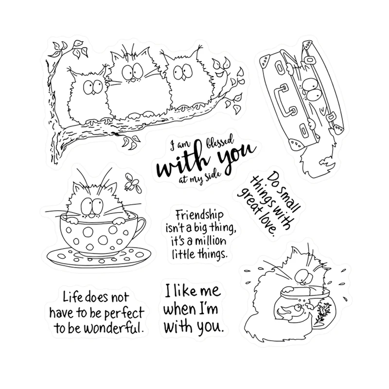 かわいい脂肪猫フクロウ抜き型クリアスタンプ DIY スクラッ - Clear Silicone Stamps For Card Making のレビューと価格