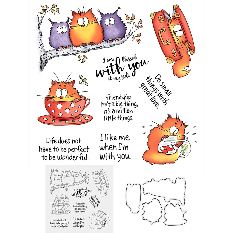 かわいい脂肪猫フクロウ抜き型クリアスタンプ DIY スクラッ - Clear Silicone Stamps For Card Making のレビューと価格